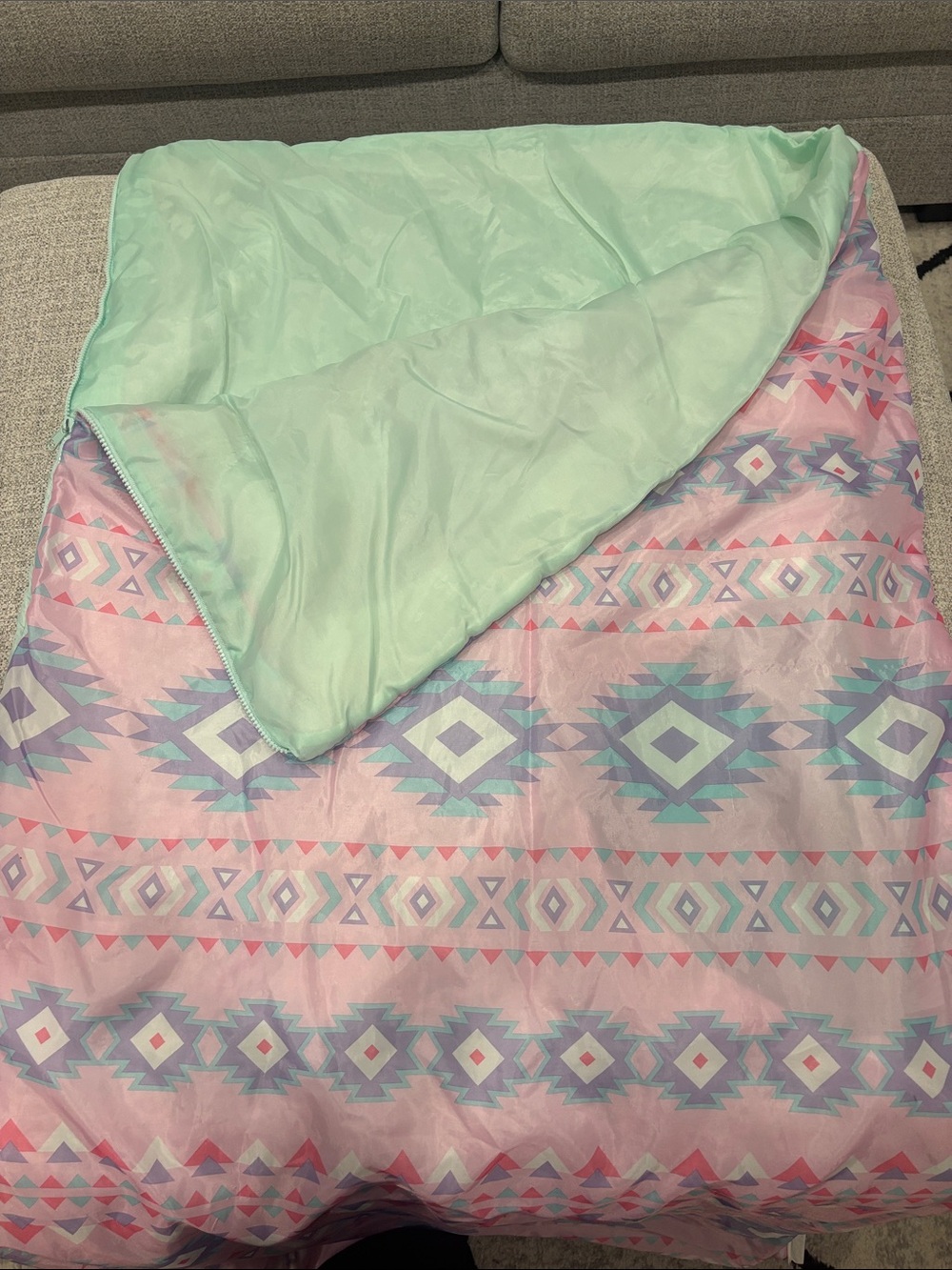 Pastel Aztec Print sleeping Bag  - Mint & Pink